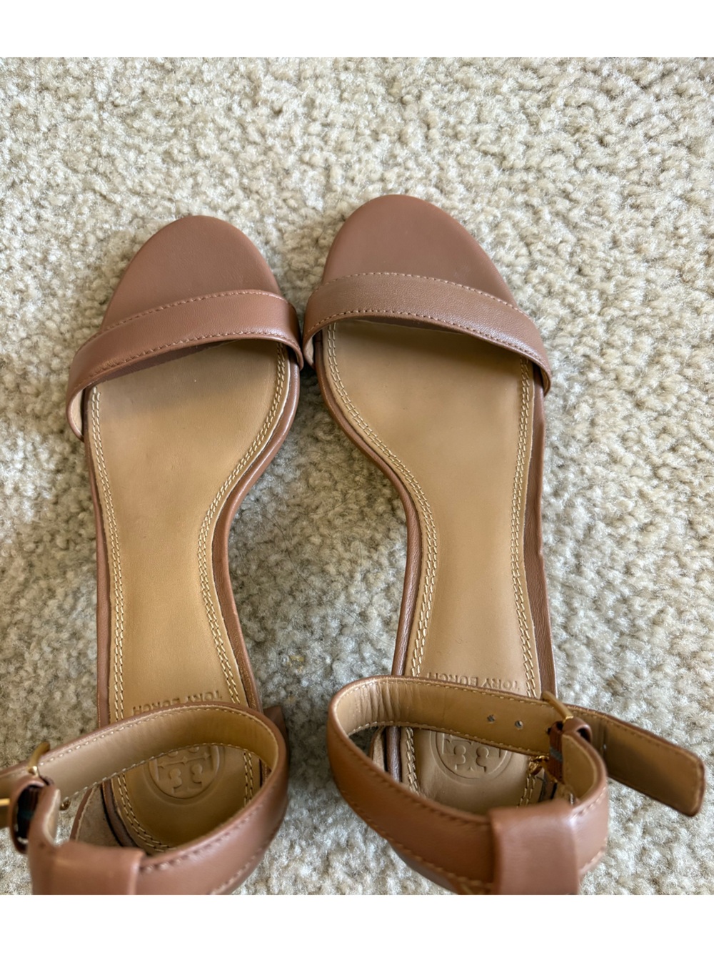 Tory Burch Brown Leather Ankle-Strap Sandals
